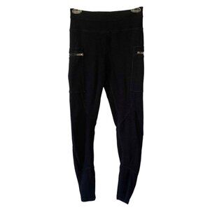 FREE PEOPLE MOVEMENT Black High-Rise Waist Zip-Pocket Knit Leggings Size XS